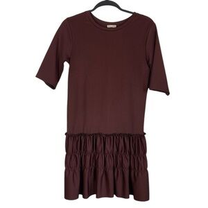 Zara burgundy ruffle hem dress